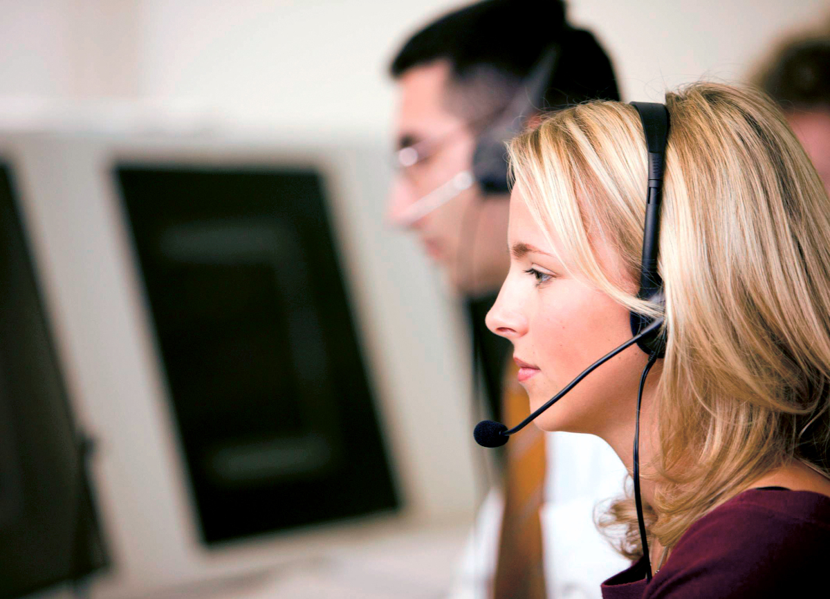 Woman at a contact center